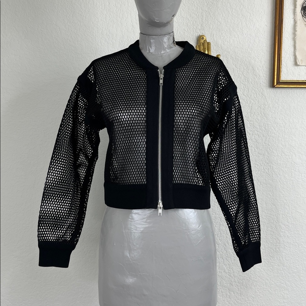 Jonathan Simkhai Grid Mesh Jacket Bomber Athleisure Activewear